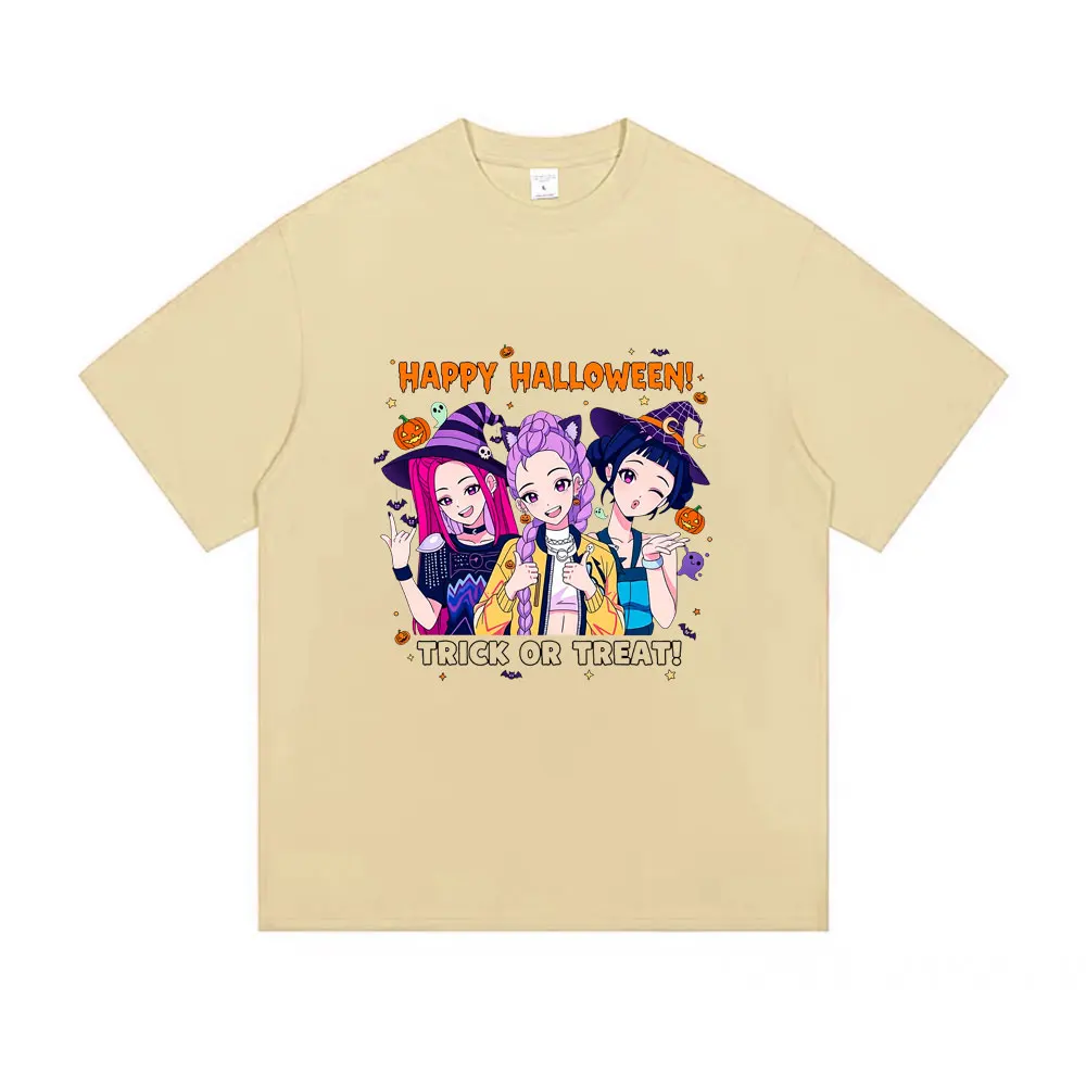 Kpop شيطان الصيادين رومي ميرا زوي طباعة تي شيرت الذكور سعيد هالوين نمط تي شيرت الرجال النساء عادية قسط الجمالية التي شيرت #6