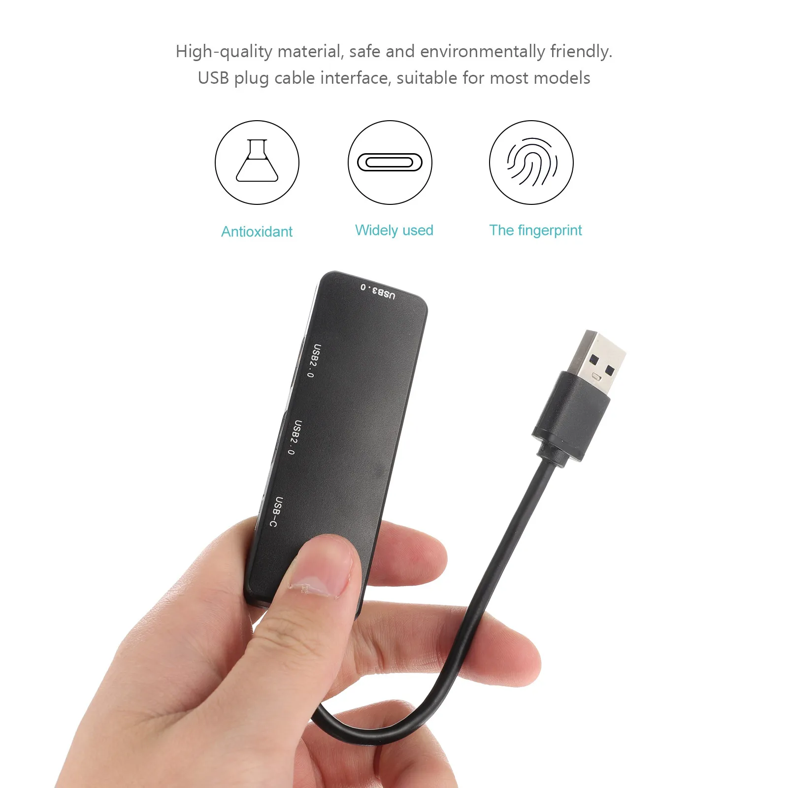 

Практичный USB-хаб USB-C, многофункциональный адаптер расширения, черный, 4 порта, разветвитель данных для портативных жестких дисков, мышей, клавиатур