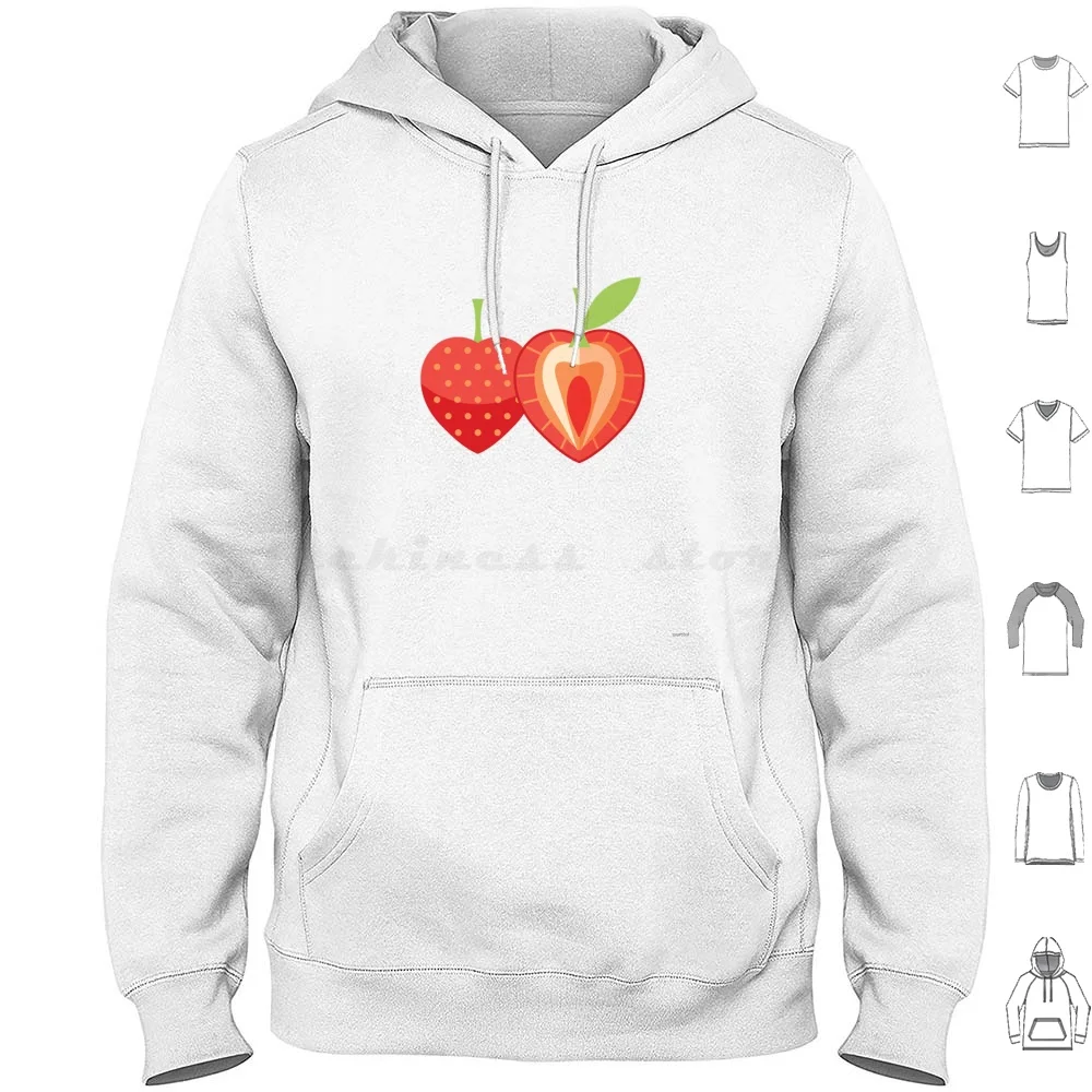 Strawberry Sticker Hoodie Cotton Long Sleeve Food Vegan Snacks Avocado Hipster Millennial Fruit Strawberry Berry