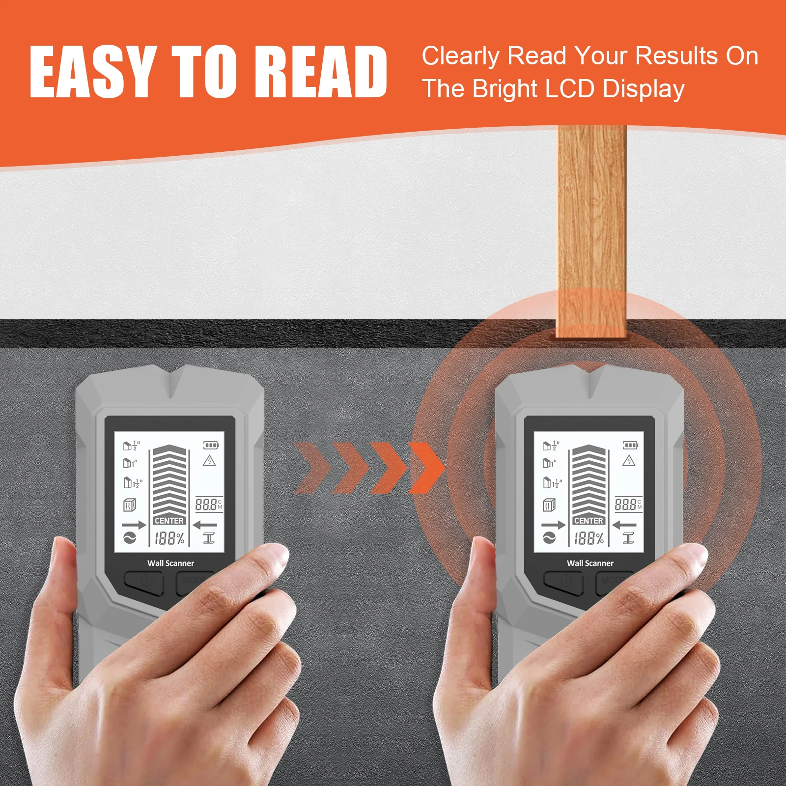 

Stud Finder Wall Scanner 6 in 1 Stud Finder Tool Stud Detector Beam Finders for Center Edge Wood AC Wire Metal Studs Joist Pipe