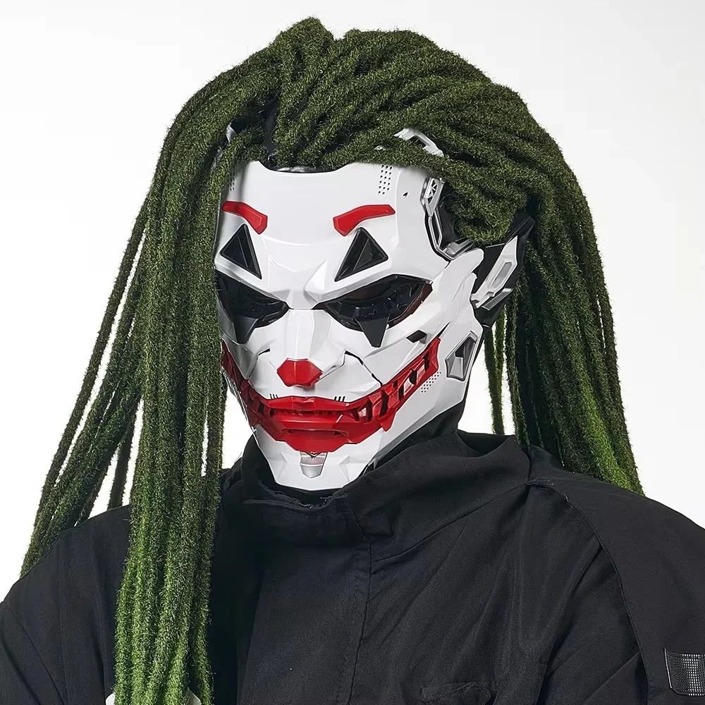 Cyber Punk Joker Mask With Braids Cosplay Custom High-Quality Halloween Comic-Con Carnival Party Performance Coser Prop Gift
