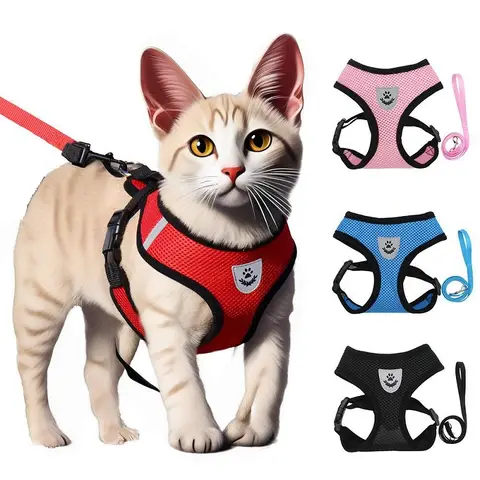 고양이 목줄 및 하네스 고양이 텐트 새끼 고양이 하네스 스트랩 고양이 목줄 탈출 방지 애완 동물 조끼 하네스 강아지 목줄 MBD01