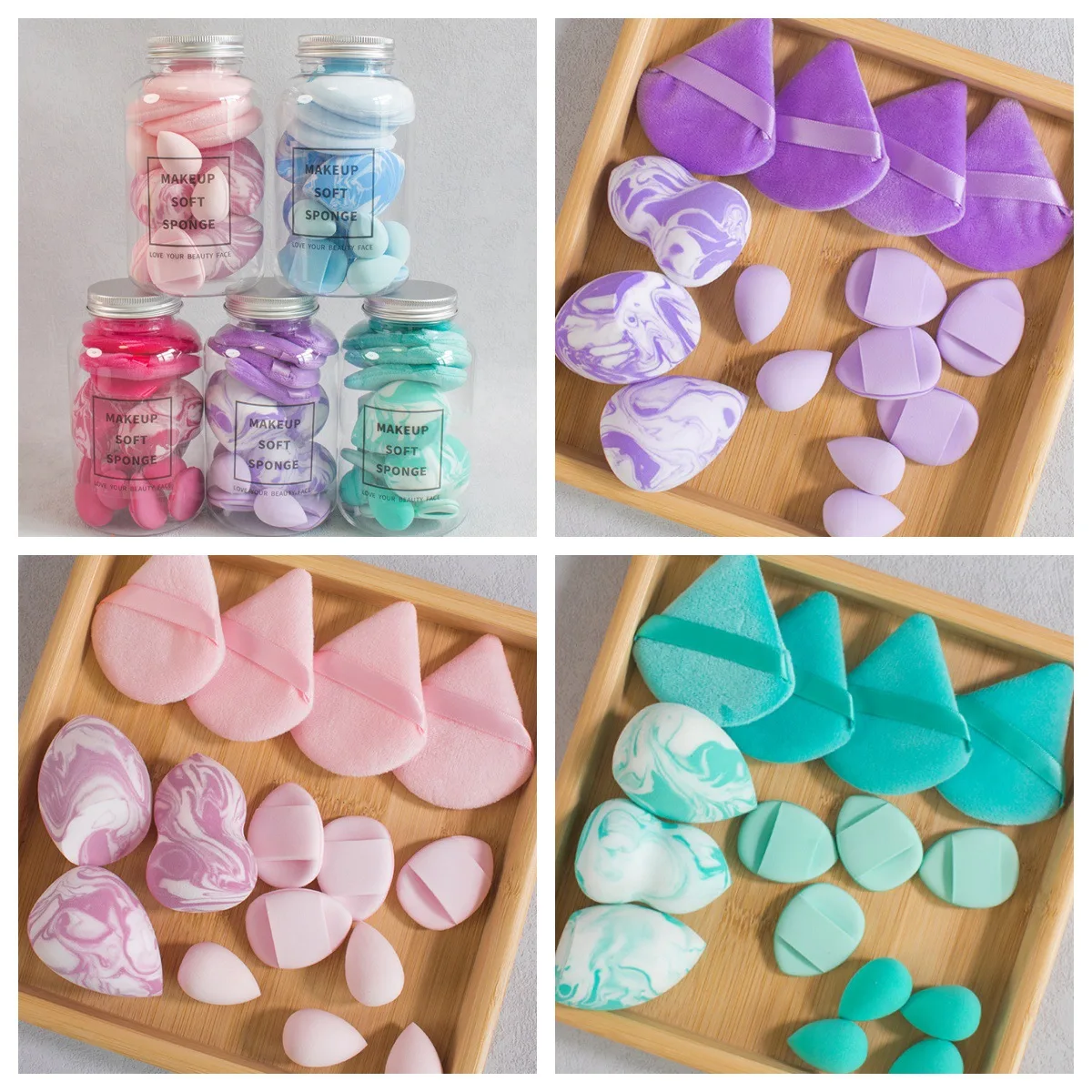 Zestaw gąbek do makijażu, kosmetyczne jajeczka do blendowania, puszki do makijażu do płynnych, kremowych i pudrowych produktów, wielokolorowe, bez lateksu, do stosowania na sucho i na mokro, narzędzia do makijażu.