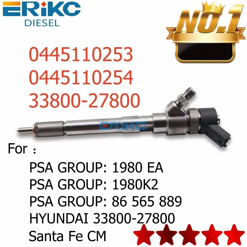 33800-27800 0445110253 0445110254 Common Rail Diesel Fuel Injector for HYUNDAI 0 445 110 253 0 445 110 254