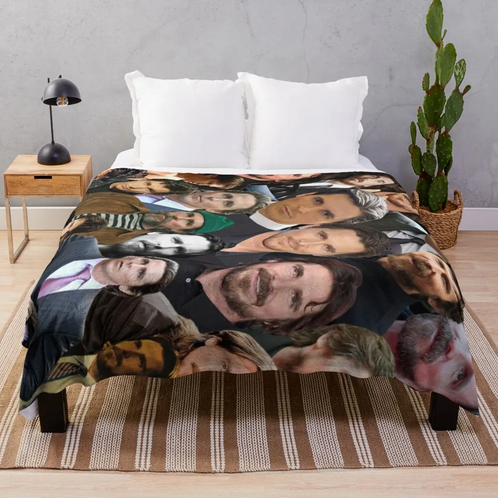 

christian bale photo collage Throw Blanket Warm Blanket Thermal Blankets For Travel Beautiful Blankets