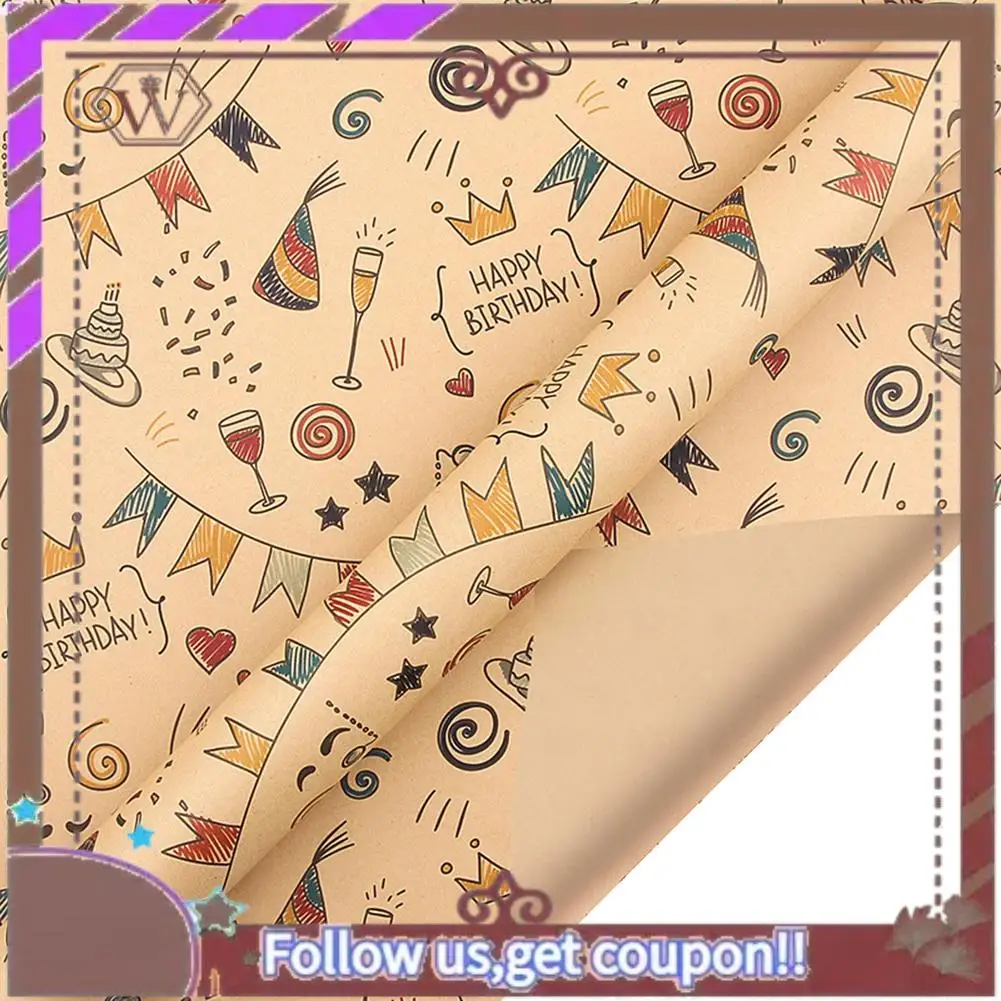 ABBG-6 шт. листы оберточной бумаги, набор оберточной бумаги на день рождения, праздничная подарочная упаковка, лента, подарочная упаковочная бумага