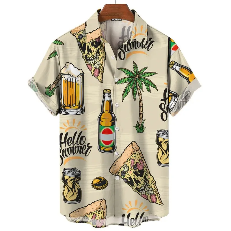 

Men's Clothing Beach Party Short Sleeved Tops Hawaiian Men's Shirts 3d Skull Printed Oversized Shirt Fashion Blouse High-Quality