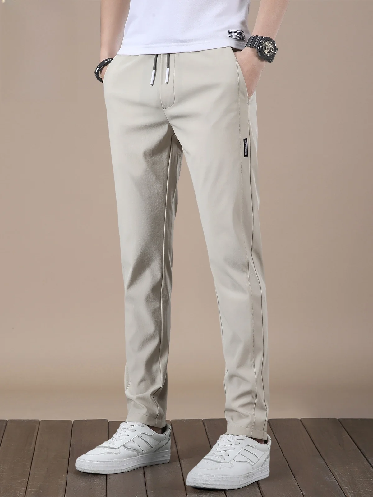 

Мужские повседневные брюки Color Slim Fit: модные, универсальные, прямые, для молодых мужчин, весна-лето