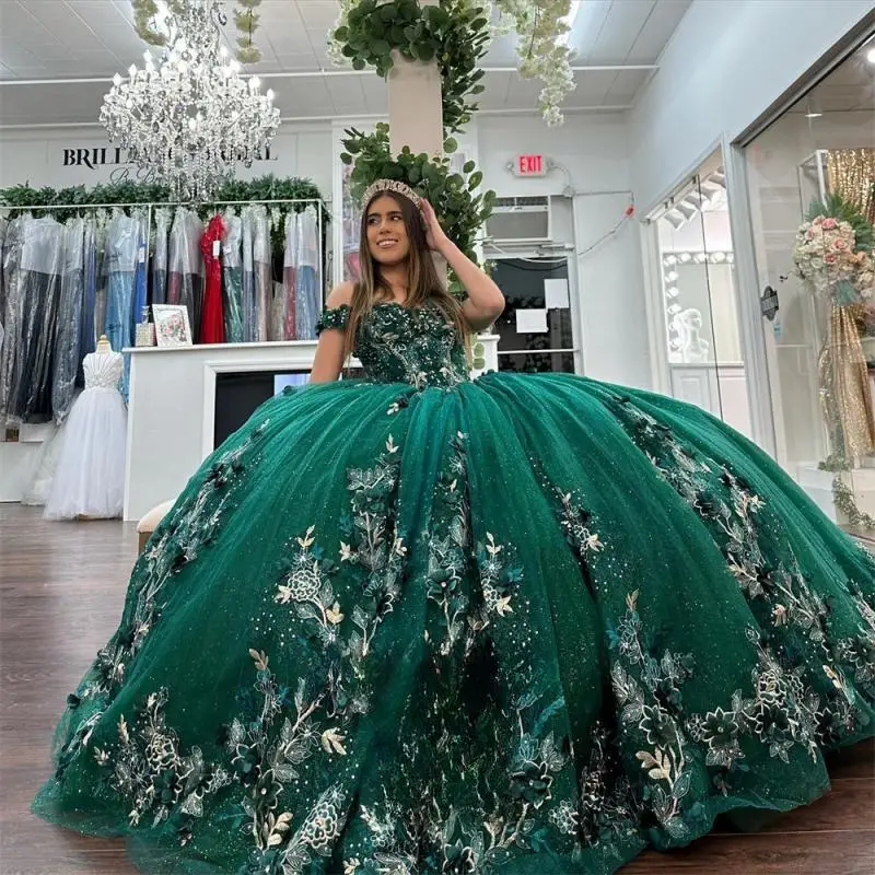 Charming Ball Gowns Quinceanera Dresses for Girls Off Shoulder Flower Appliques Vestidos De 15 Quinceaner Drop Shipping