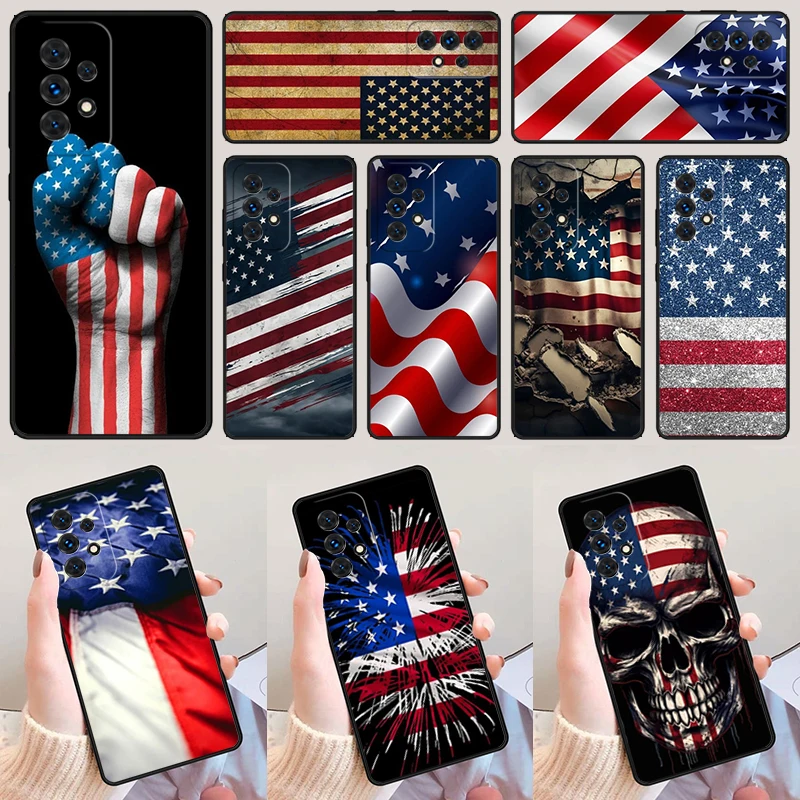 USA American Flag For Samsung Galaxy A52 A72 A73 A20e A21S A50 A70 A11 A12 A42 A31 A40 A51 A71 A32 A80 A91 Phone Case Cover