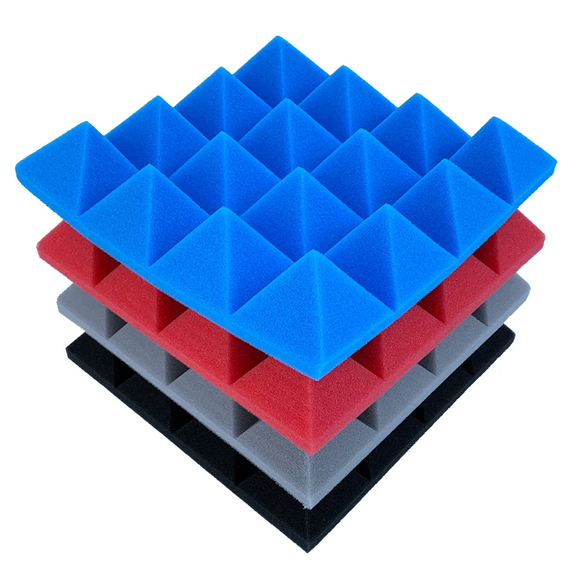 24Pcs 25X25x5cm Studio Acoustic Soundproof Foam Pyramid Noise Insulation Sound Absorption Treatment Panels