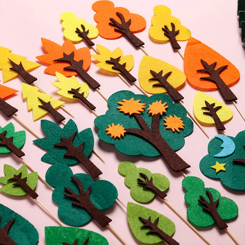 10 مجموعات من علامات تزيين كعكة عيد الميلاد على شكل شجرة خضراء على شكل غابة خضراء، مكون إضافي لطاولة الحلوى غير الصالحة للأكل