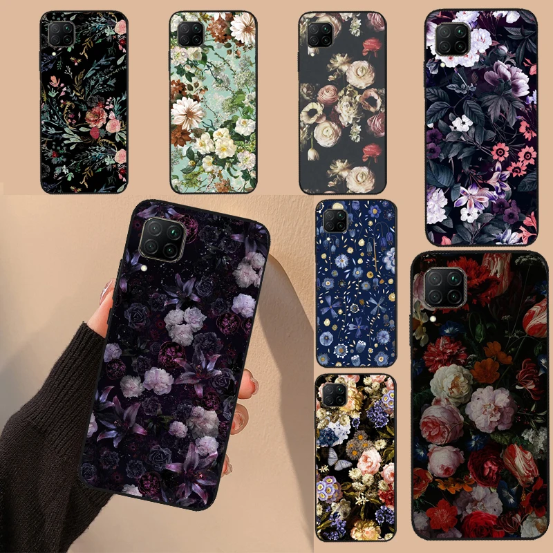 Midnight Floral For Huawei P30 P40 P20 Lite P60 Pro P Smart Nova 9 10 SE 5T 7i 8i 11i Y60 Y61 Y70 Y90 Case