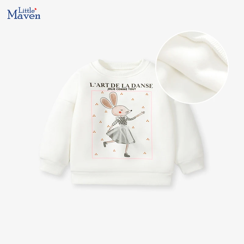 

Little maven Baby Girls Hoodies New Fashion Sweater Cartoon Winter Warm Cotton Children Lovely Rabbit Print Kids Tops 2-7 years