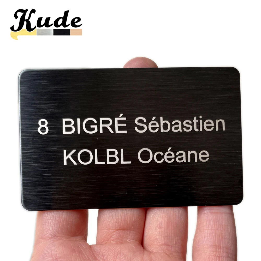 Benutzer definierte 304 Edelstahl Metall Visitenkarte personal isierte Typenschild Identifikation schild Mailbox Logo Abzeichen ID Adress schild