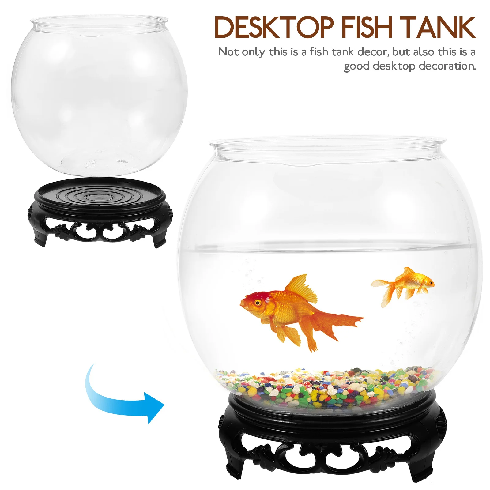 

1 set Transparent Plastic Fish Bowl For Goldfish Betta Desktop Anti-Falling Small Clear Globe Fish Container Tabletop Adornment
