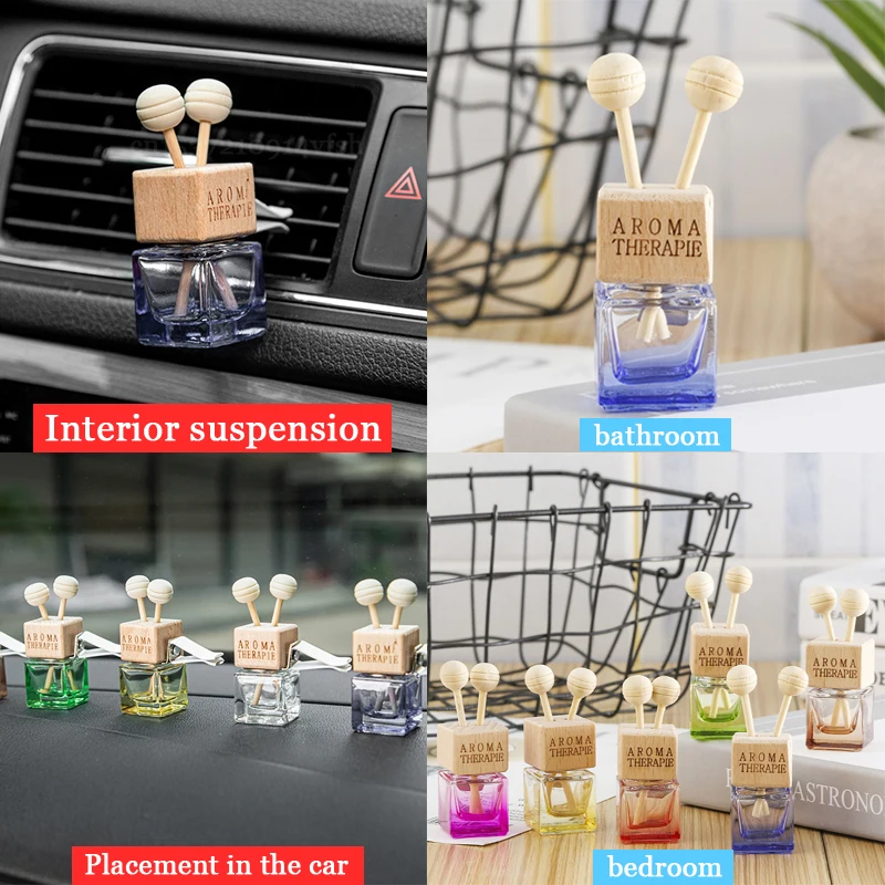 Car Air Outlet Hanging Perfume Pendant Fragrance Air Freshener Empty Glass Perfume Diffuser Bottle Aromatherapy Decor Accessorie