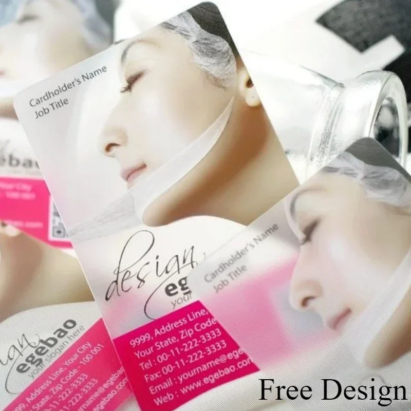 200PCS Transparent PVC Business Card Colorful Printing Personalized LOGO Text Thank You Card Free DESIGN 0.38mm