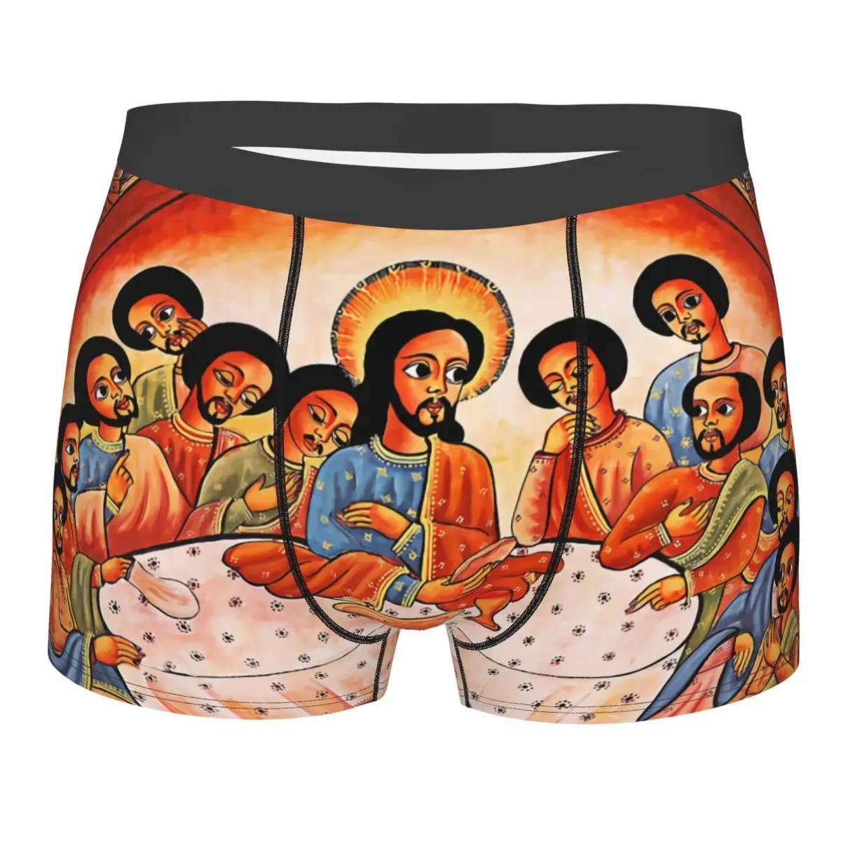 

Нижнее белье Last Supper, мужские дышащие трусы-боксеры в эфиопском христианском стиле с изображением Христа Иисуса, шорты, мягкие трусы для мужа