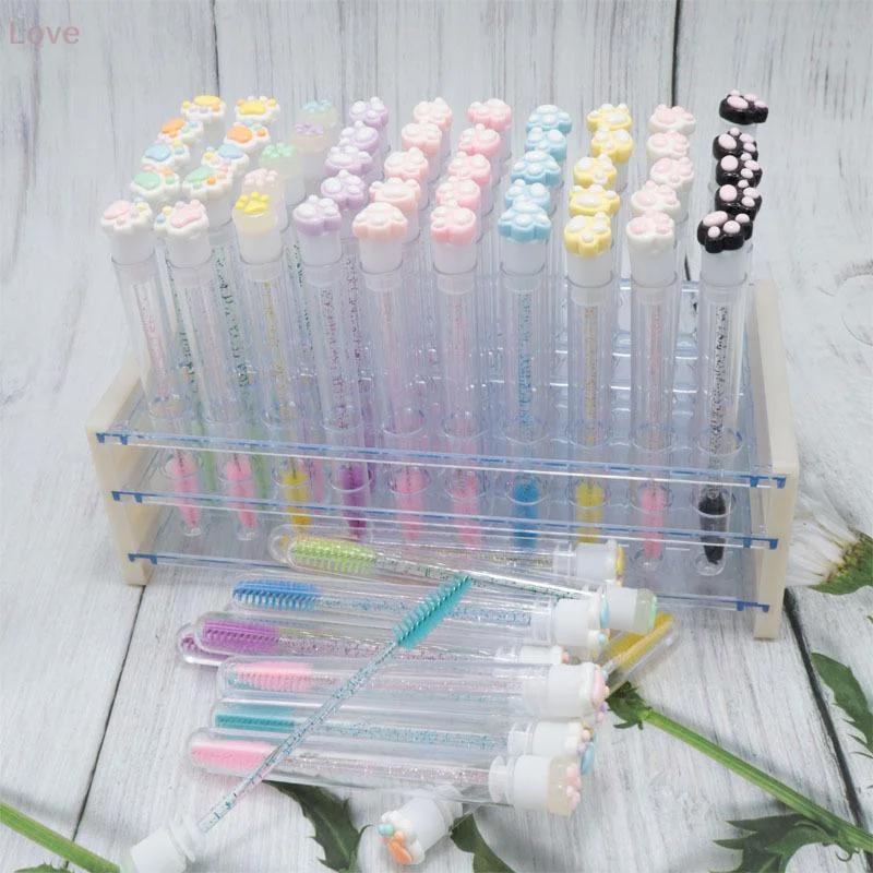 [L&P] أنبوب فرشاة رموش على شكل مخلب قطة كرتونية لصولجانات الماسكارا للاستعمال مرة واحدة، قابلة لإعادة الاستخدام، تخزين منظف مقاوم للغبار