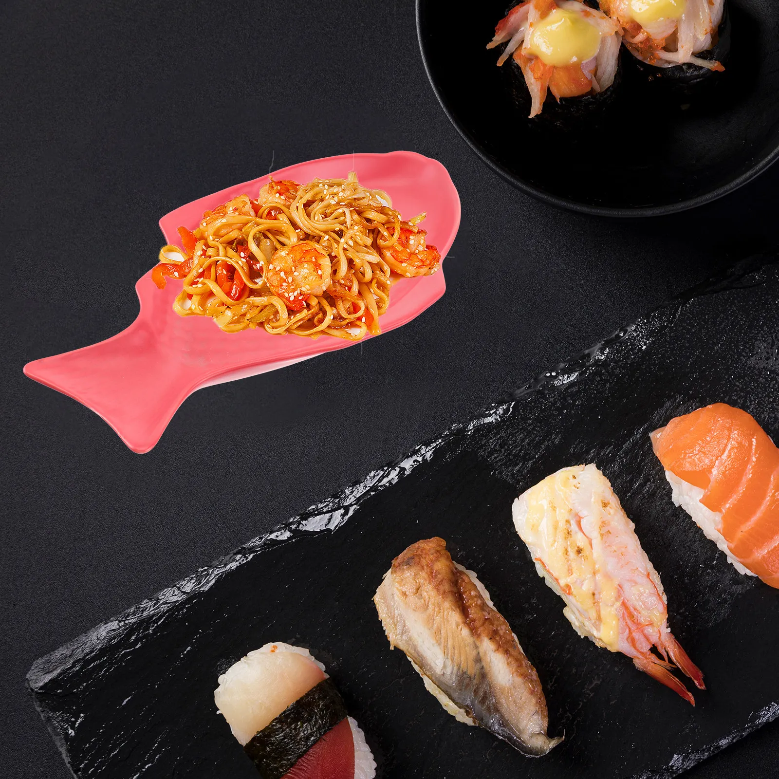 1Pcs Ceramic Fish Shaped Dish Premium Creative Tableware for Kitchen Dining Wedding Party Home Restaurant Use 11Inch Red Unique