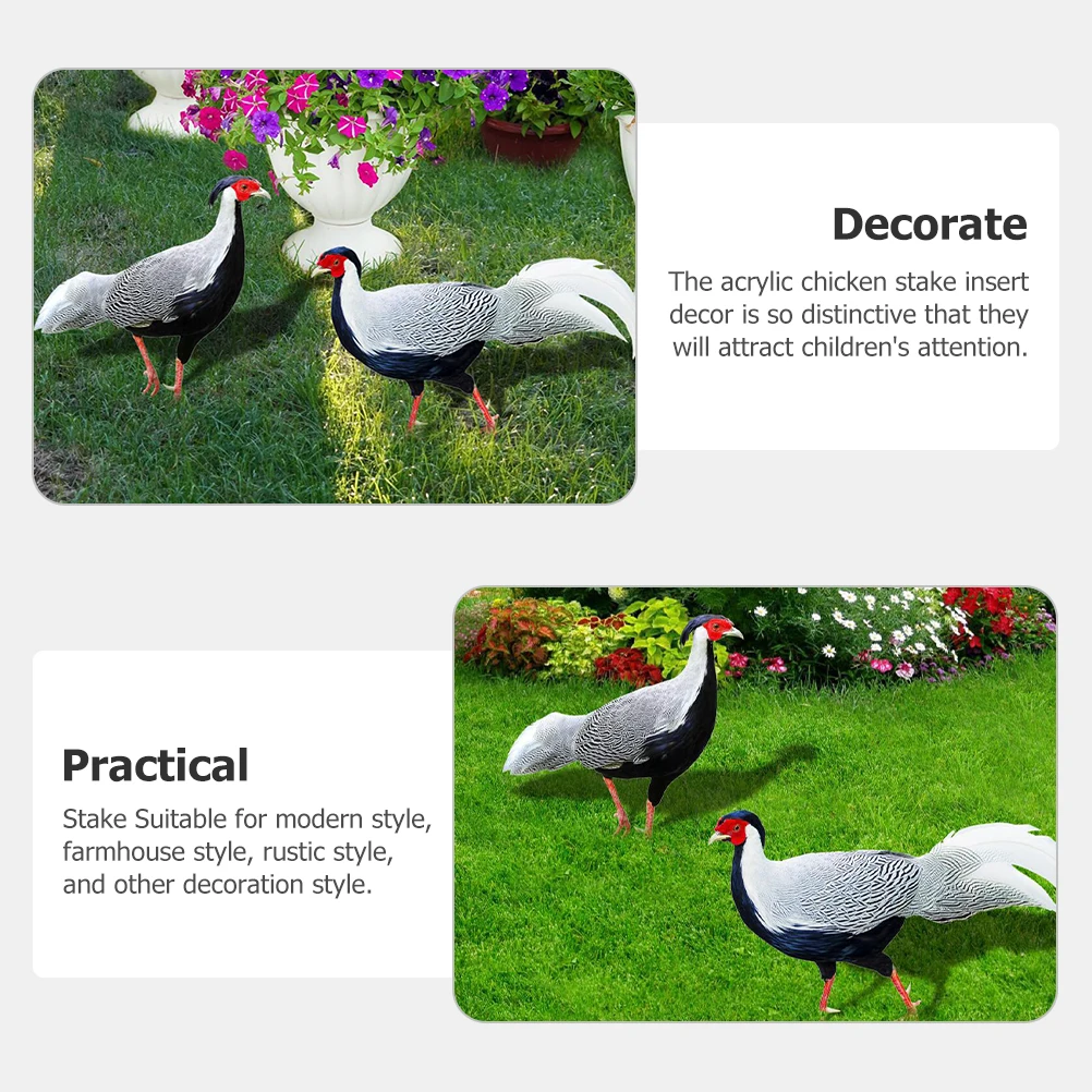 

2 Pcs Acrylic Garden Decoration Ornaments for outside Animal Outdoor Statue Yard Sign Farm Ground Plug Stakes Accessory