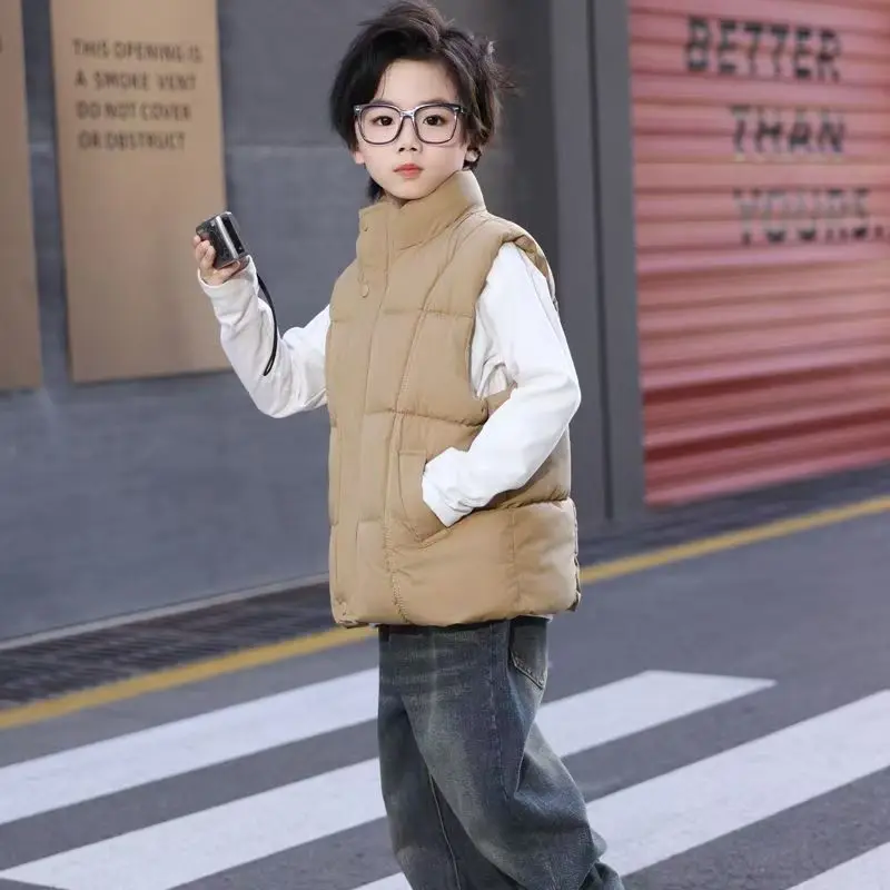 Trendy Brand Kids Sleeveless Vest Warm Non-Slip Vest for Boys and Girls Student Outdoor Sports Vest Children’s Light Cotton Vest