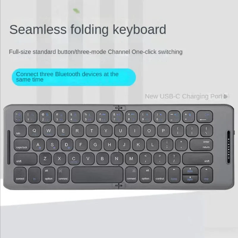 

Складная клавиатура Bluetooth 5,1 для Windows, Android, IOS, для IPad, планшета, ПК, ноутбука, телефона, Type C, складная клавиатура, 3 устройства, Synchron
