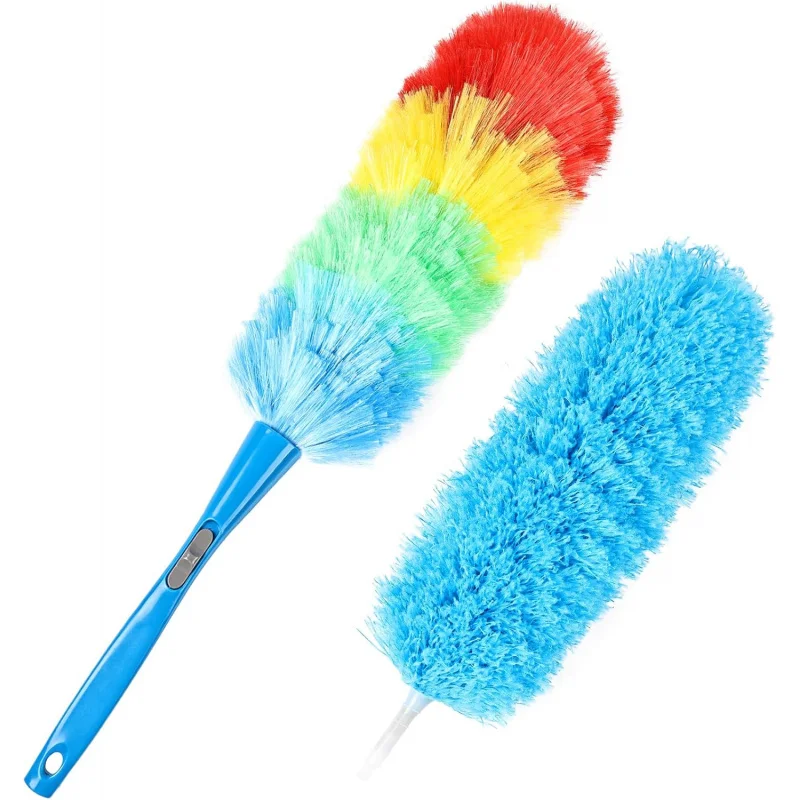 

Rainbow Static Duster 24inch Reusable Microfiber Electrostatic Dusters with 2 Beandable and Washable Duster Head
