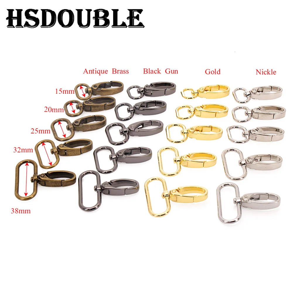 5pcs/pack 15/20/25/32mm/38mm Metal Snap Hook Lobster Clasp Collar Carabiner Belt Buckles DIY KeyChain Bag Part Accessories