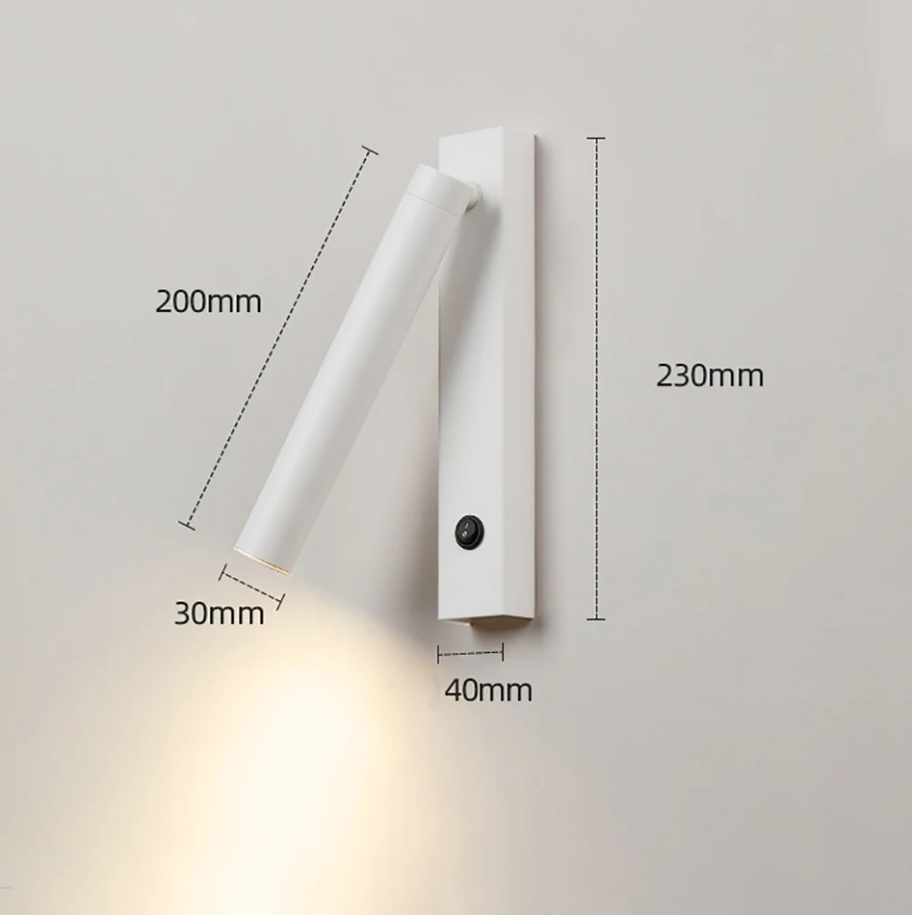 Minimalista Nordic Wall Lamp com ângulo ajustável, cabeceira Reading Light, Rotatable Spotlight, cabeceira Lamp, Corredor e Quarto