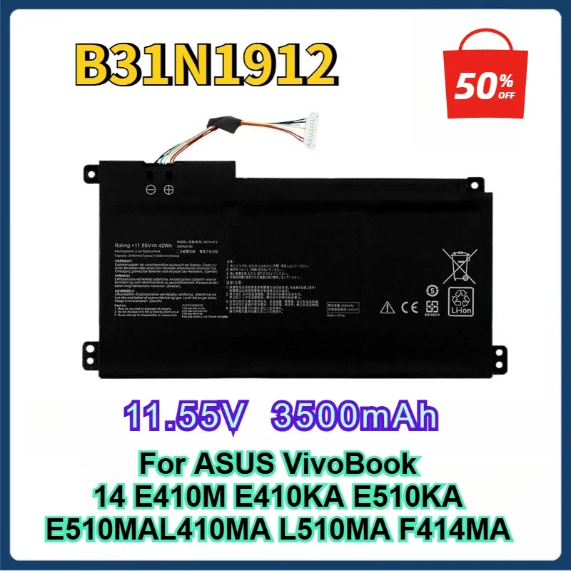 

3350mAh B31N1912 C31N1912 Laptop Battery for ASUS VivoBook 14 E410M E410KA E510KA E510MA L410MA L510MA F414MA E410KA-EK037WS