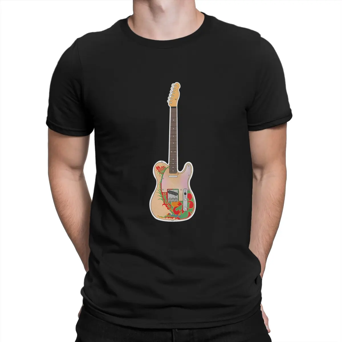 Vintage Guitar T-Shirt Men Crew Neck T Shirts Jimmy Page Short Sleeve Tees Graphic Tops