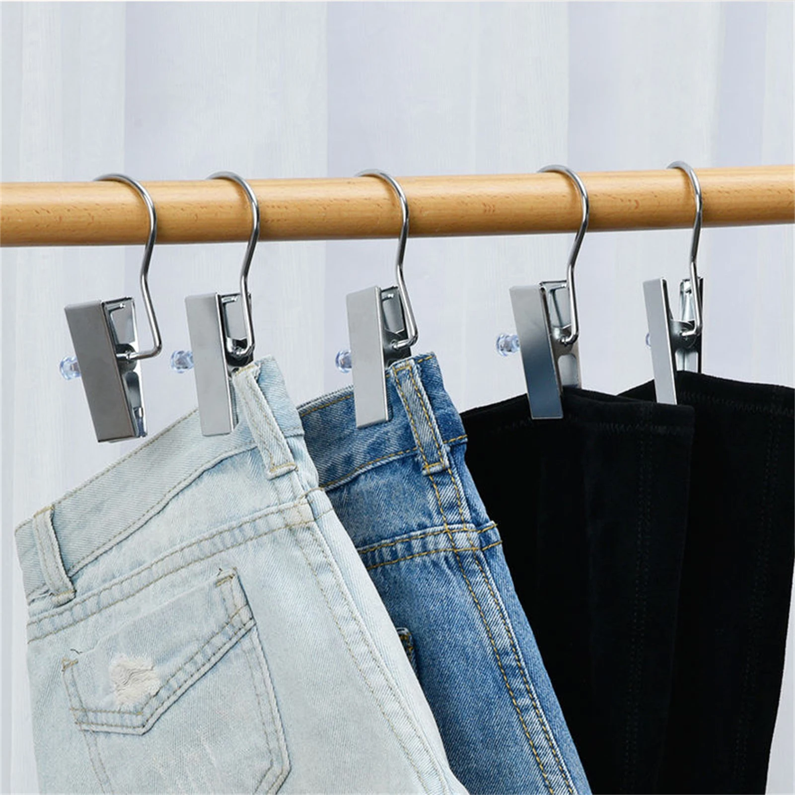 Stainless Steel Hanging Clothes Pins Hooks Heavy Duty Laundr