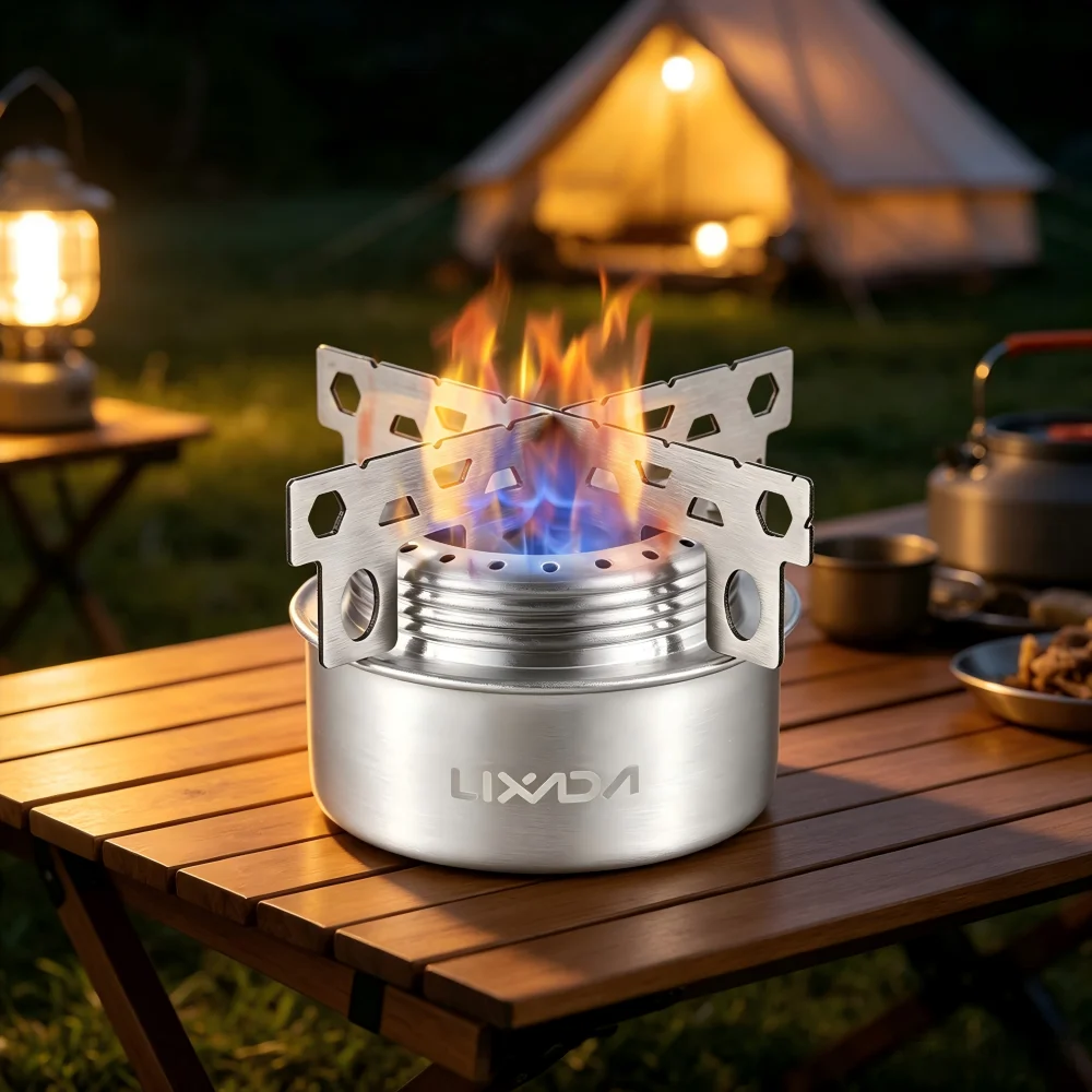 Camping Stove Portable Mini Aluminum Alloy Alcohol Stove with Lid , Outdoor Camping Hiking Backpacking Cooking Tool image 4