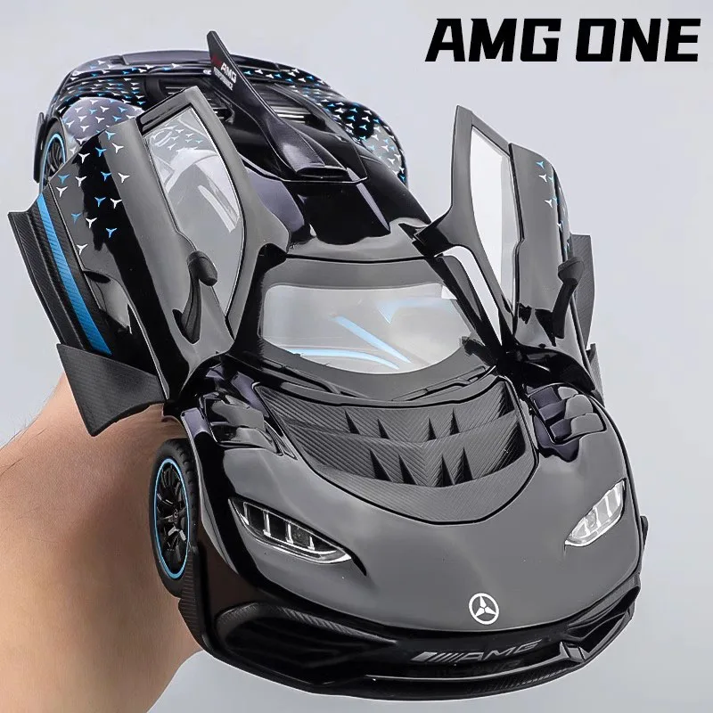 1:24 AMG ONE Sports Car Model Miniature Toys Alloy Diecast Sound Light Doors Opened Pull Back Decoration Toy Supercars Boy Gifts