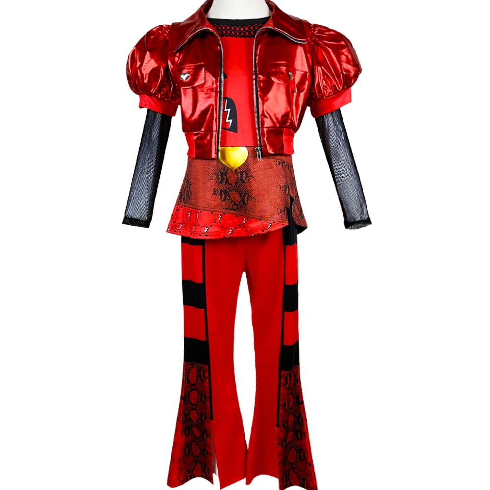 2024 new girl Halloween role-playing clothing 4-12 year old children girl makeup dance red movie, the same dress set+wig