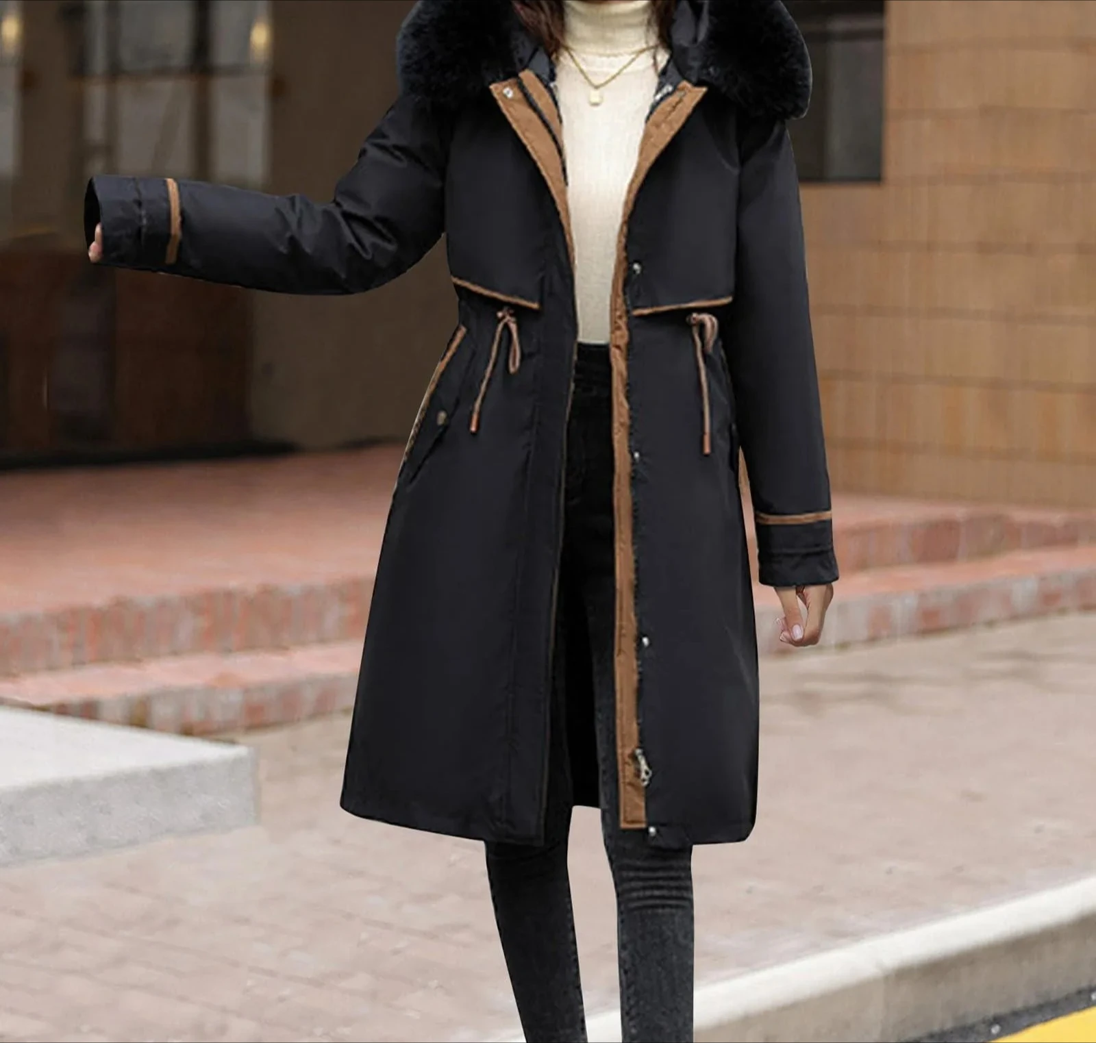 Giacca in cotone da donna stile coreano Felpa con cappuccio Giacche da donna invernali Cappotti in cotone da ufficio Parka in pile caldo