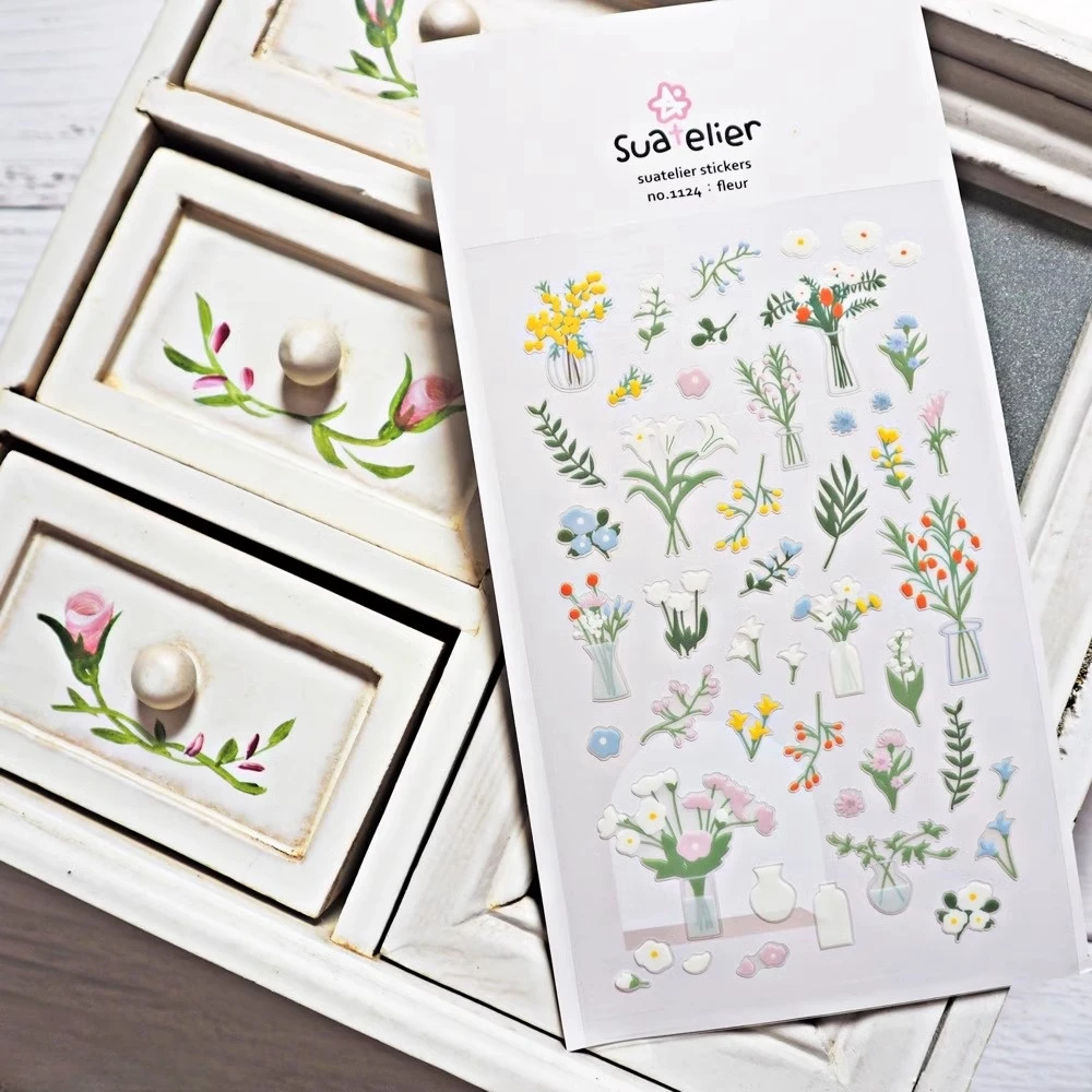 Korean Import Brand Suatelier Bouquet PVC Stickers Scrapbooking Diy Journaling Diary Stationery Sticker Aesthetic Cute Gift