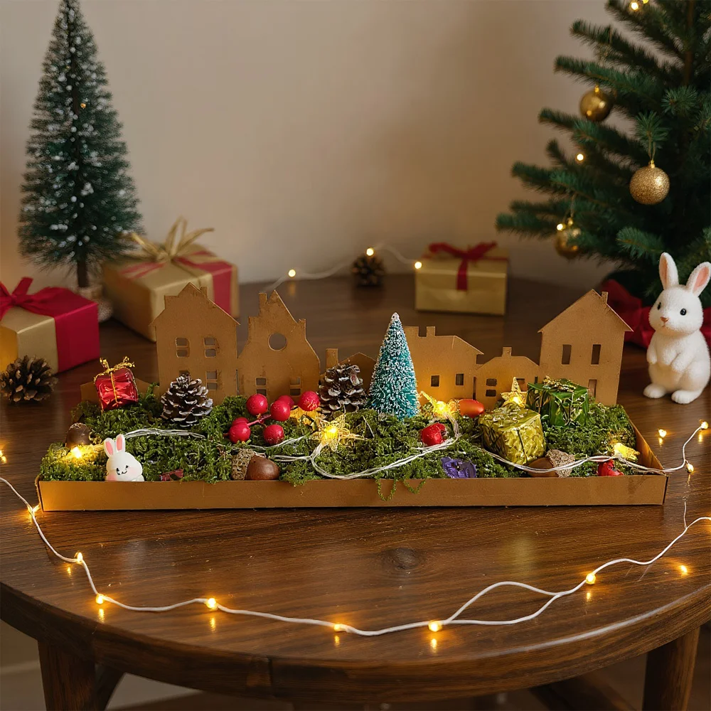 1pc Rustic Lantern House Decor - Rustic Lantern with Greenery, Red Berries, Snowflakes - Indoor/Outdoor Christmas, Halloween