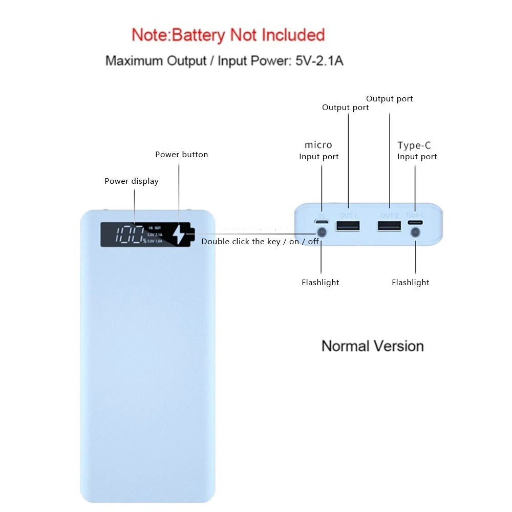 8X18650 Battery Charger Box Power Bank Holder DIY Shell Dual USB 18650 Battery Storage Box, Standard Charge White