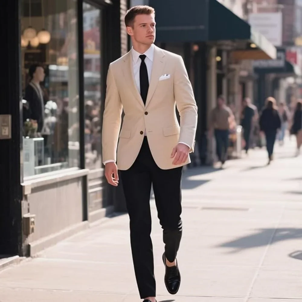 

Fashion Men's Black Business Single-Breasted Suit 1-Piece Set Jacket Classic Button Peak Collar Formal Wear