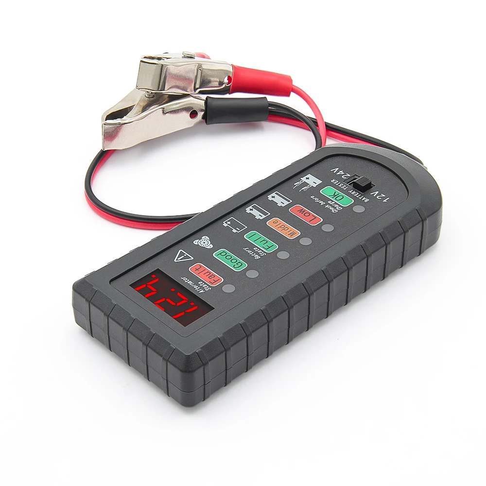 

12V 24V Car Battery Tester Alternator Tester LED Display Automotive Battery Checker Analyzer Auto Repair Multifunctional Electr