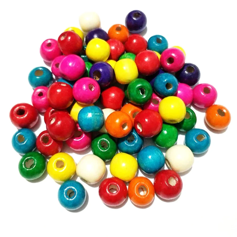 4-20mm Colorful  Round Spacer Wooden Beads Balls Charms for Jewelry Making DIY Accessoreis Fit Necklace Pendant 10-500pcs/lot