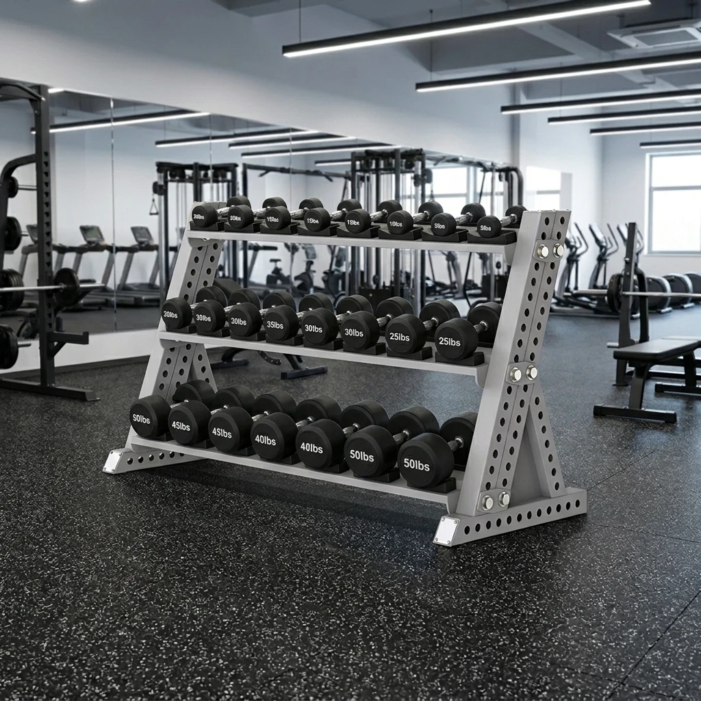 

2026 3 Tier Dumbbell Rack 10 Pairs Weight Storage Stand Heavy Duty Fitness Organizer for Home Gym