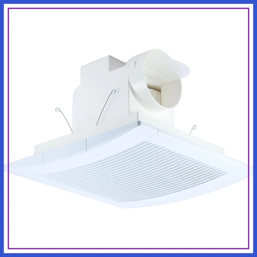 

110CFM Ductless Bathroom Exhaust Fan, Lightweight Ceiling Extractor with 12x12 Grille, 4" Duct for Shower