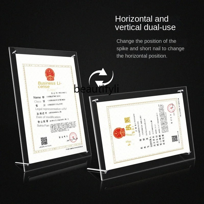 

LBX Acrylic Photo Frame Table Decoration A4 Honor Certificate Frame Transparent Crystal A3 Framed Glass Award Wall-Mounted Frame