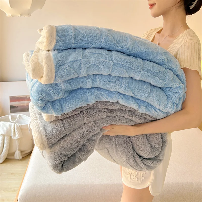 New winter thick Tafu velvet blanket, home four season nap blanket, lamb velvet heart blanket, flannel blanket