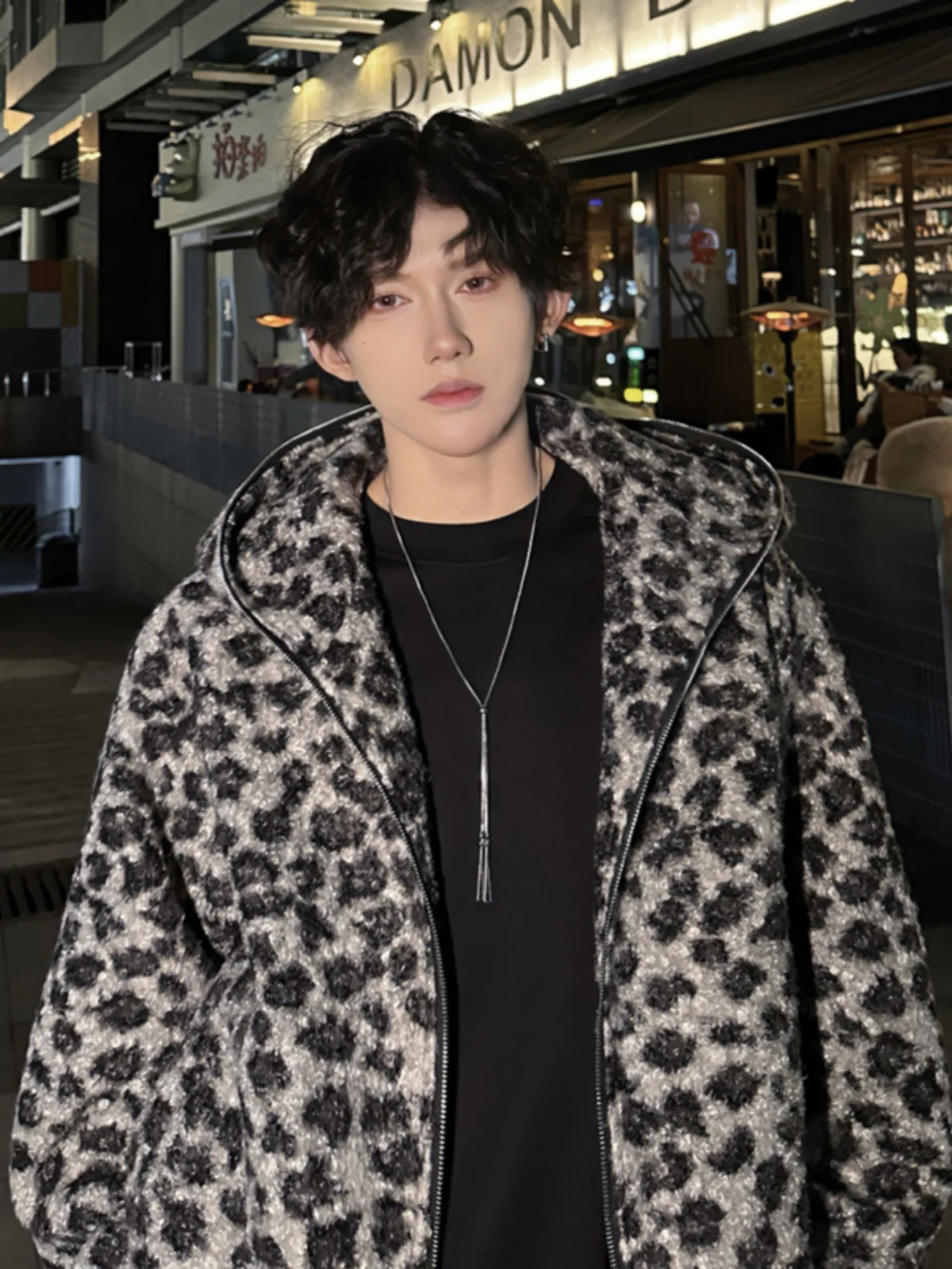 

Зимнее хлопковое джето с капюшоном American Sle, мужское универсальное свободное пальто с леопардовым принтом Faion, топ