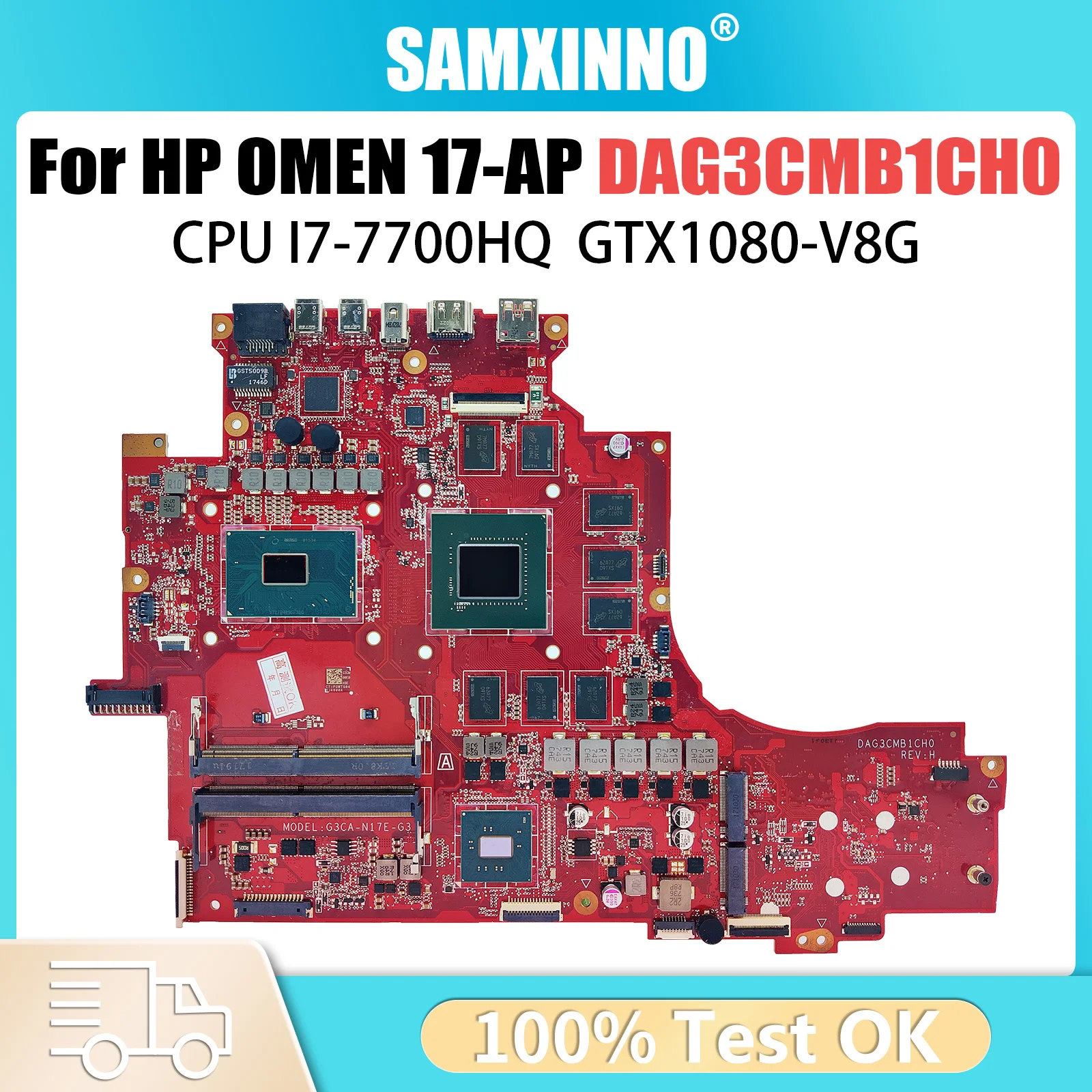 DAG3CMB1CH0 Mainboard For HP OMEN 17-AP Laptop Motherboard With I7-7700HQ CPU GTX1080 V8G DDR4 940623-601 Test OK